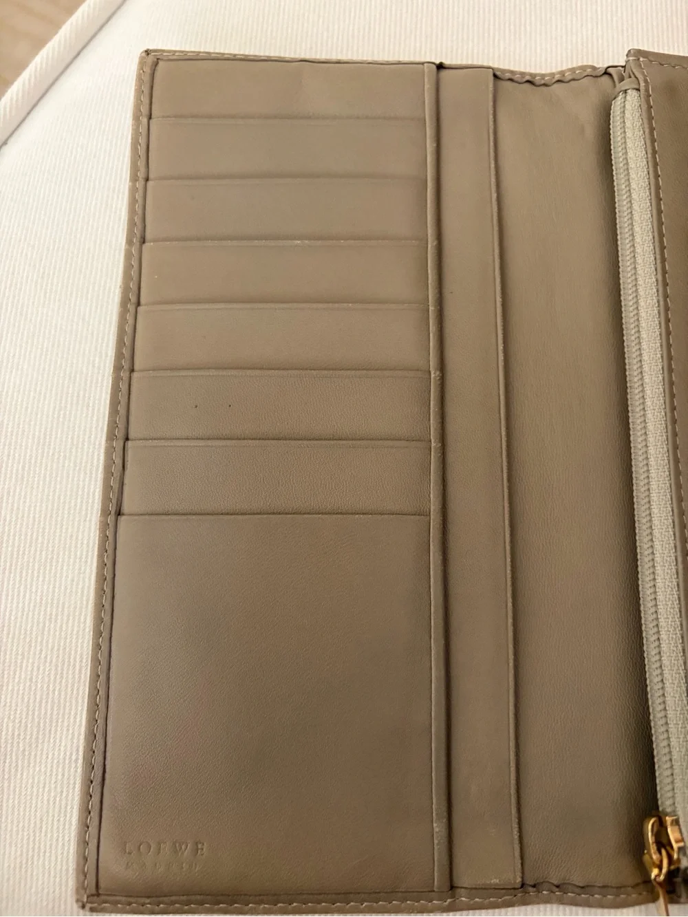 Loewe Taupe Olive Tan Nappa Leather Long Continental Wallet